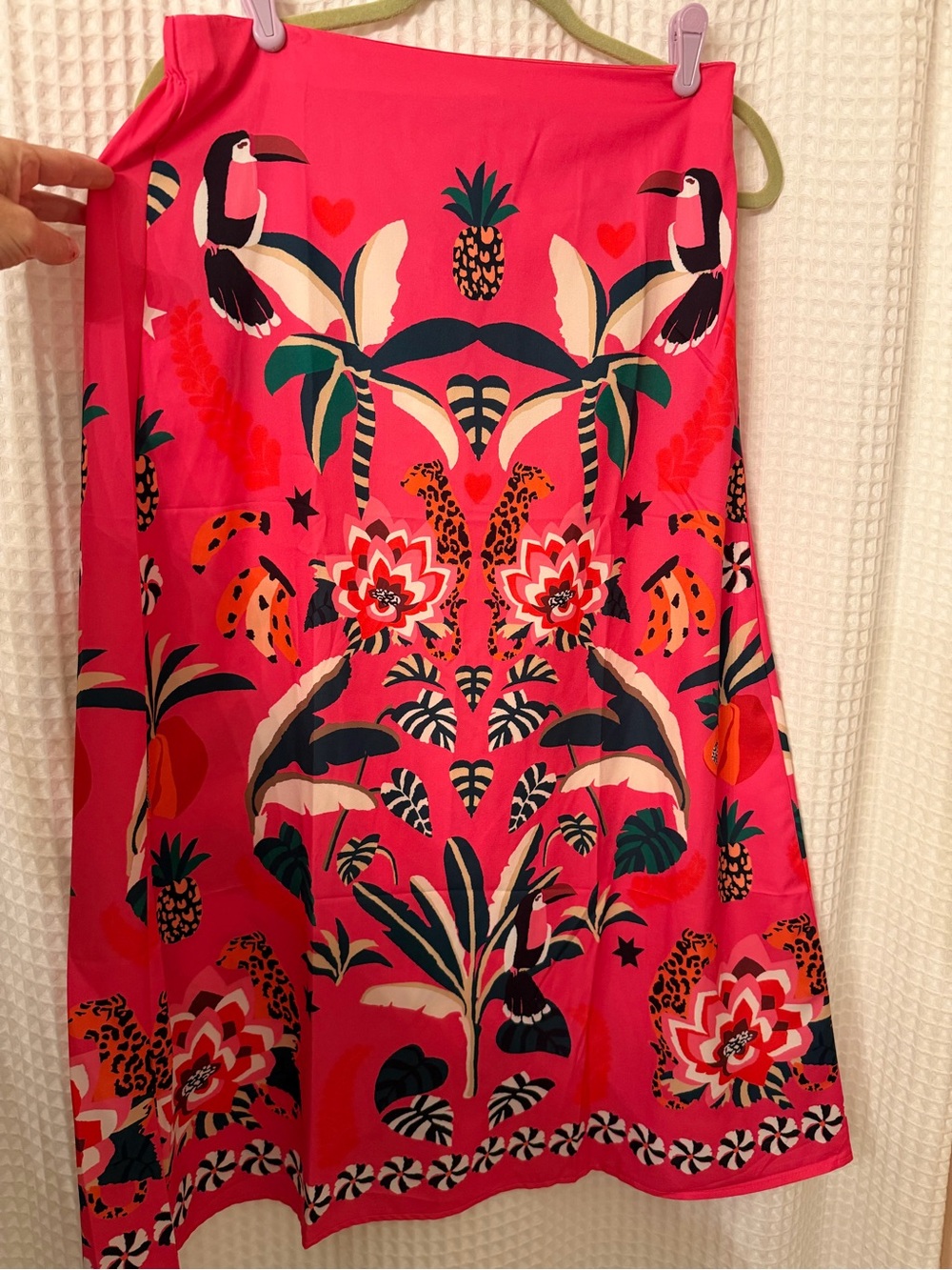 Amazon Women’s Bright Pink Tropical Print Swim Cover-Up Skirt